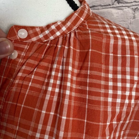 Universal Thread Orange Cream Plaid Blouse Large Lightweight Flannel Shirt NWT - Picture 3 of 11
